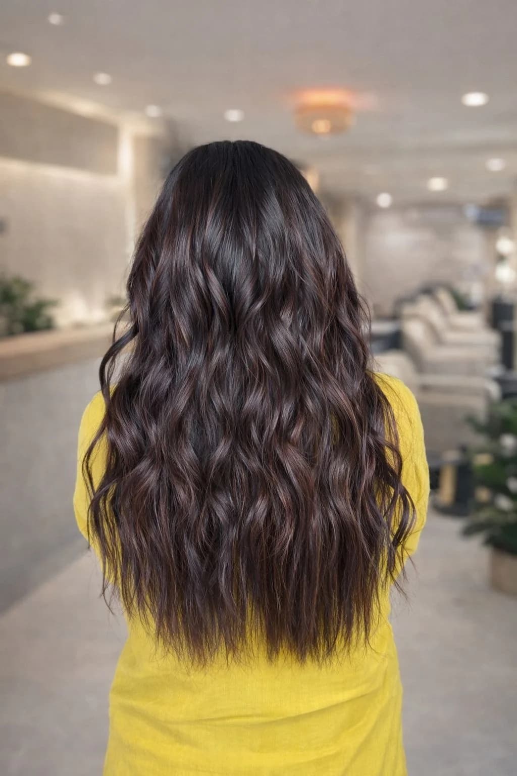 Dark wavy styled hair